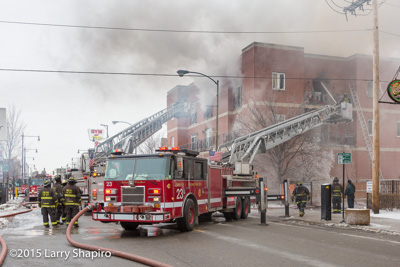 Chicago 2-11 Alarm fire 1-13-16 at 3234 N. Central Avenue Larry Shapiro photographer shapirophotography.net fire scene